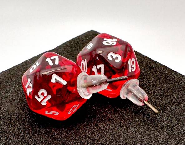 Náušnice Chessex Translucent Red D20 - pecka - 54501