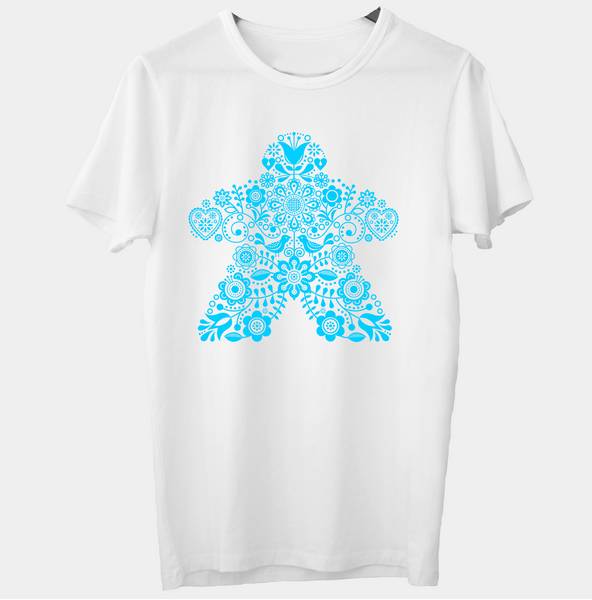 Tričko s herním motivem - Scandinavian Meeple - bílé - Unisex M