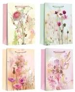 Dárková taška květiny se zlatou ražbou (M)