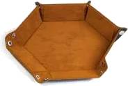 Velvet Leatherette Hex Dice Tray (Camel)