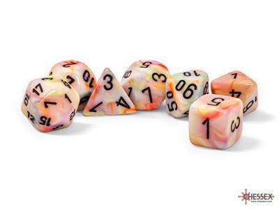 Sada 7 mega kostek Chessex - Festive kolotočová a černá - 22442