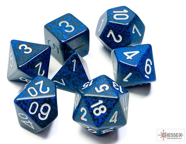 Sada 7 kostek Chessex - skvrnitá Stealth - 25346