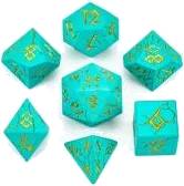 Metal Solid Barbarian Dice Set - Young Blue/Gold