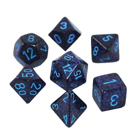 Sada 7 kostek Chessex - skvrnitá Cobalt - 25307