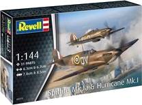 Plastic ModelKit letadlo 03771 - Supermarine Spitfire Mk.Ia & Hawker Hurricane Mk.I (1:144)