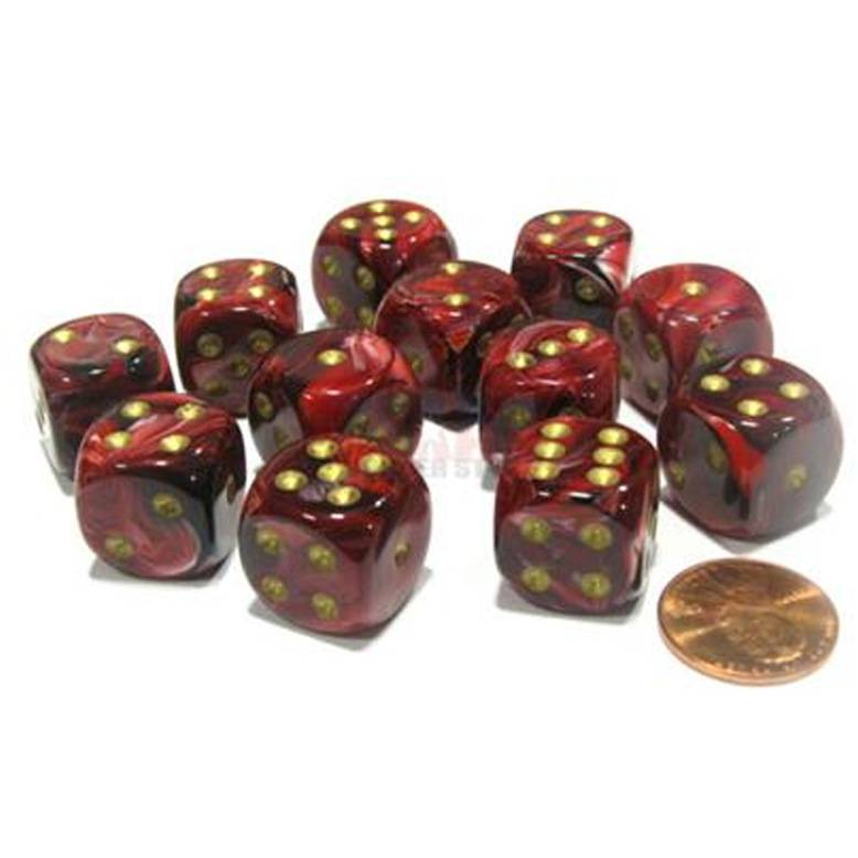 Kostka šestistěnná 16mm - Burgundy/Gold