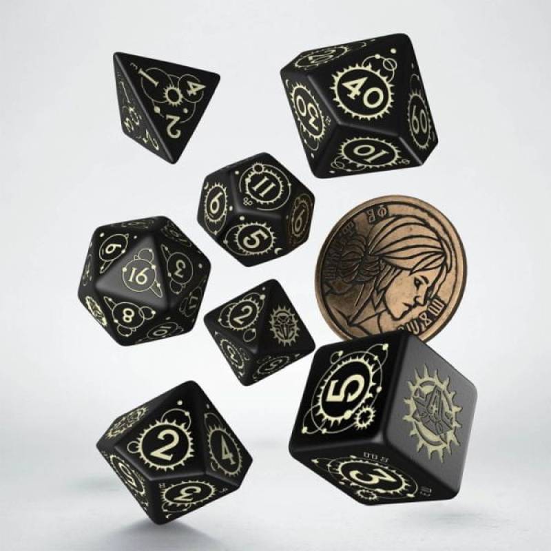 Sada 7 kostek - The Witcher Dice Set - Ciri - černá a zlatá - SWCI03