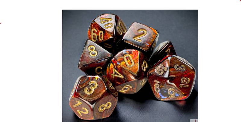 Sada 7 mini kostek Chessex - Polyhedral Scarab Blue Blood/gold - 20419