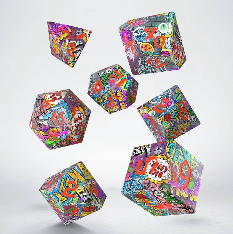 Full Art Dice Set: Graffiti - sada 7 kostek