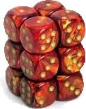 Dice Set Scarab Scarlet/Gold 16mm D6 (12x)