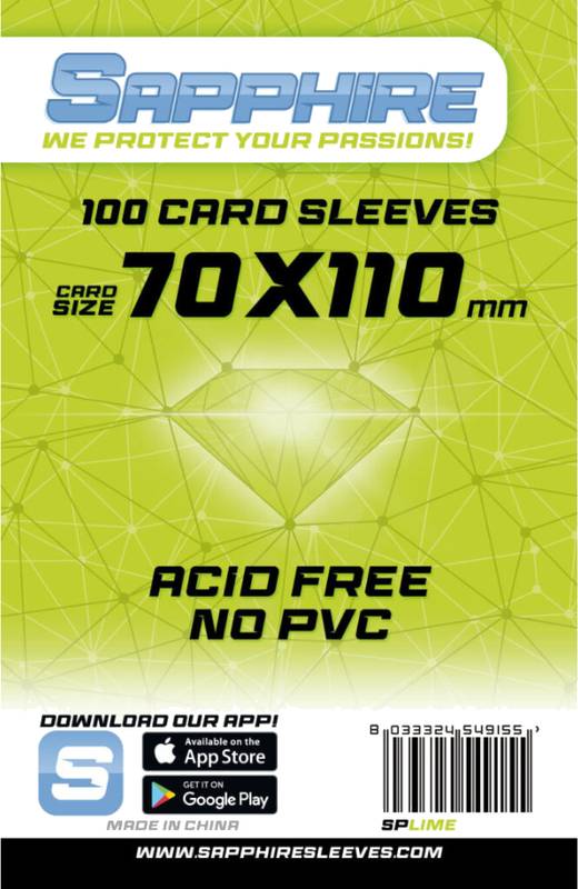 Obaly na karty Sapphire Lime - 70 x 110 mm 100 ks