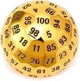 Titans Fist Gold Metal Dice 50 mm (D100)