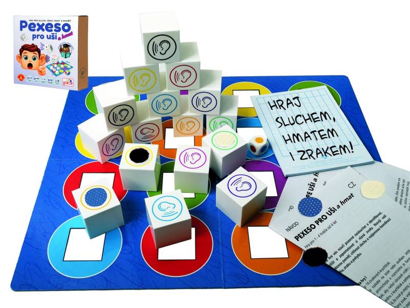 Pexeso pro uši a hmat - naučná společenská hra pro sluch, zrak a hmat v krabici 24,5x25,5x6cm