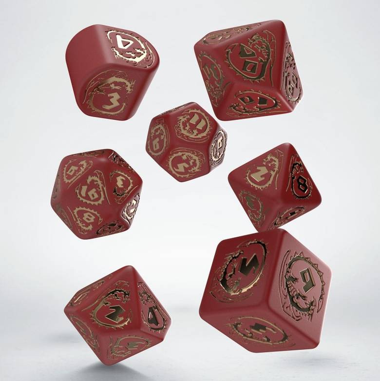 Sada 7 kostek Dragons Modern Dice Set - červená a zlatá - RDRA08