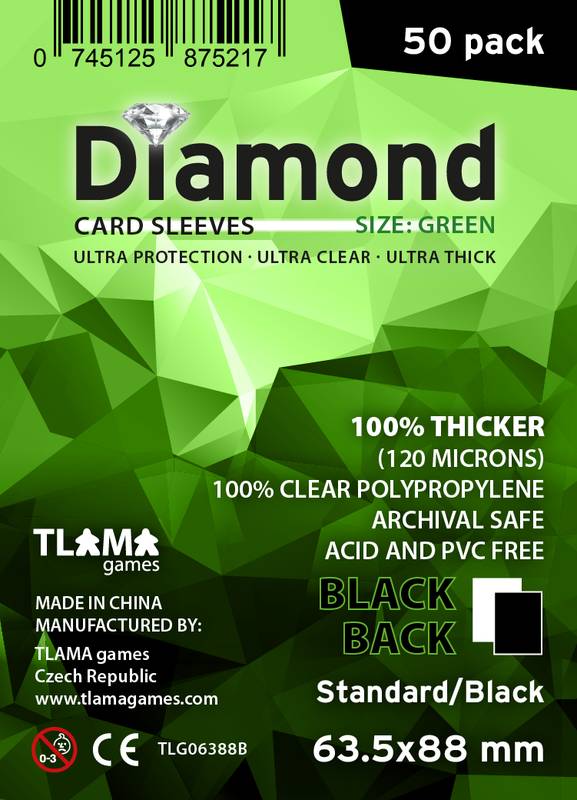 Obaly na karty Diamond Green: Standard Black (63,5x88 mm) ČERNÉ
