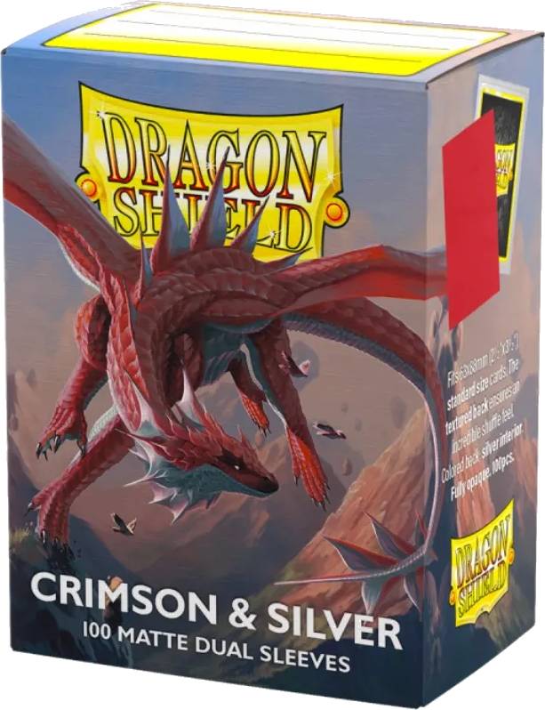 Dragon Shield - Matte Dual Crimson & Silver (matné červené/stříbrné obaly, 100 ks)