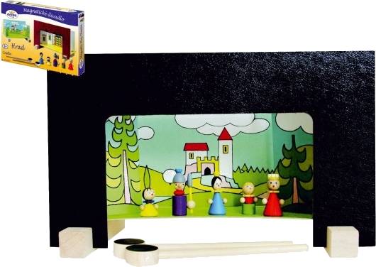 Magnetické divadlo Hrad s dřevěnými figurkami v krabici